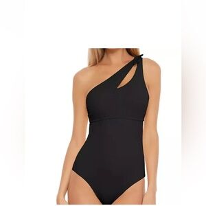 NWT BECCA by Rebecca Virtue Color Code Sadie Asymmetrical One-Piece Black Size S